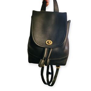 Coach Vintage Black Leather Daypack (Style No. 9960)